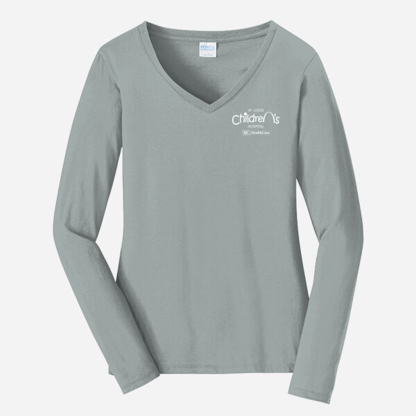 Port & Company® Ladies Long Sleeve Fan Favorite™ V-Neck Tee (Direct To Film Transfer Print) Thumbnail
